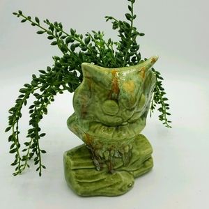 Vintage ceramic owl planter